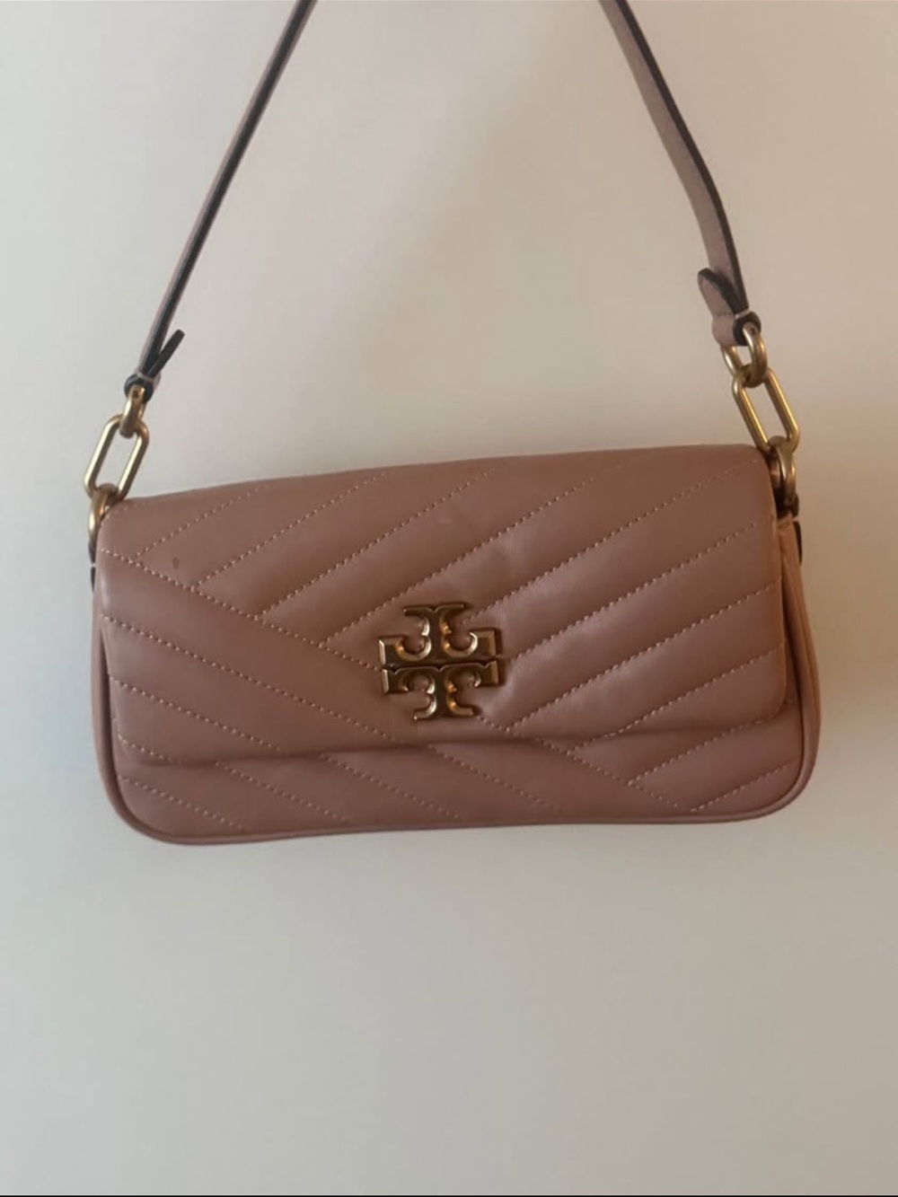Tory Burch Quilted Chevron Shoulder Bag in Dusty Rose